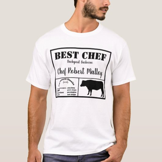 Bester Koch Barbecue Text Steert Silhouette Schwar T-Shirt (Vorderseite)