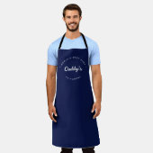 Bester Koch der Welt Daddy Navy blau Personalisier Schürze (Getragen)