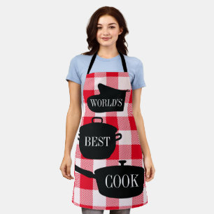 Bester Koch der Welt Rot-Weiß Gingham Karo Schürze