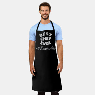 Bester Koch Ever Elegant Schwarz Weiß Name Modern  Schürze