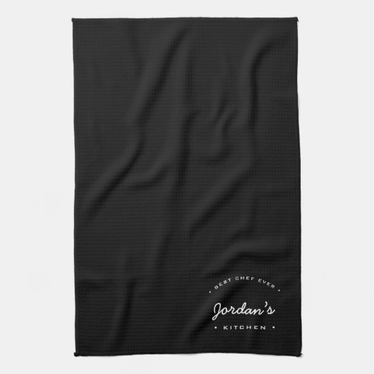 Bester Koch je einfach Schwarz-weiß Personalisiert Geschirrtuch (Vertikal)