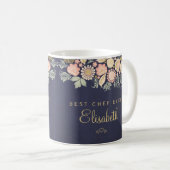 Bester Koch je personalisierter Name elegant rusti Kaffeetasse (VorderseiteRechts)