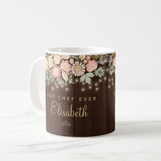 Bester Koch je personalisierter Name elegant rusti Kaffeetasse (Vorderseite Links)