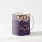 Bester Koch je personalisierter Name elegant rusti Kaffeetasse (VorderseiteRechts)