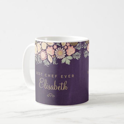 Bester Koch je personalisierter Name elegant rusti Kaffeetasse (Vorderseite Links)