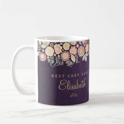 Bester Koch je personalisierter Name elegant rusti Kaffeetasse (Links)