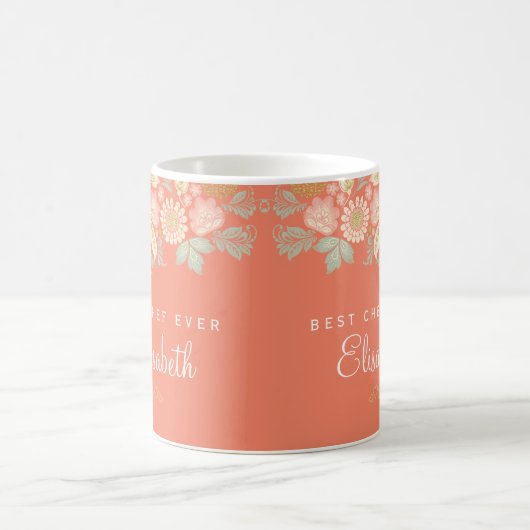 Bester Koch je personalisierter Name elegant rusti Kaffeetasse (Mittel)