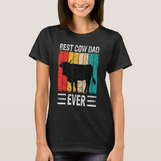 Bester Kuh-Vater Aller Zeiten Kuhfarm Bauer Retro  T-Shirt