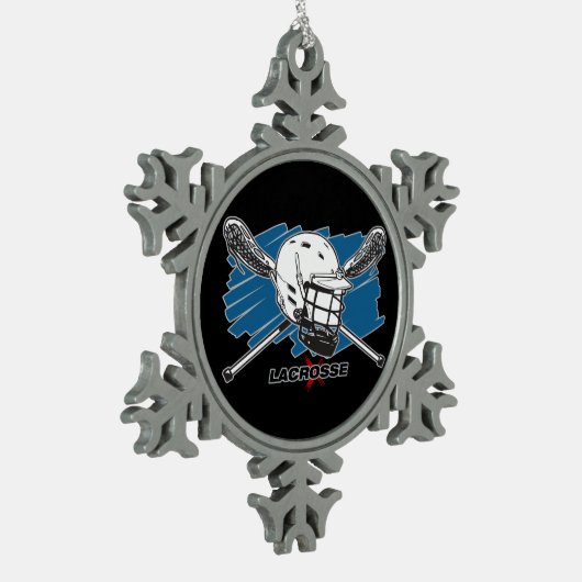 Bester Lacrosse Schneeflocken Zinn-Ornament (Links)