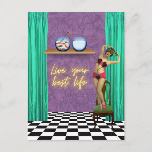 Bester Leben Funky Vintage Kitsch Postkarte