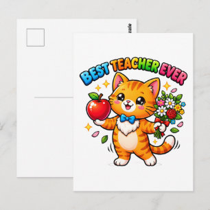 Bester Lehrer Aller Zeiten Süße Katze Postkarte