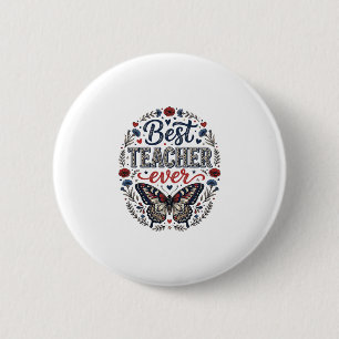 Bester Lehrer Aller Zeiten Vintage Schmetterling F Button