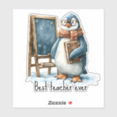 Bester Lehrer Aller Zeiten Winter Pinguin Design Aufkleber (Blatt)