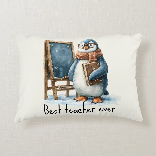 Bester Lehrer Aller Zeiten Winter Pinguin Design Dekokissen (Vorderseite)