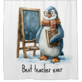 Bester Lehrer Aller Zeiten Winter Pinguin Design Duschvorhang (Vorderseite)
