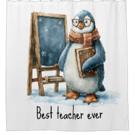 Bester Lehrer Aller Zeiten Winter Pinguin Design Duschvorhang