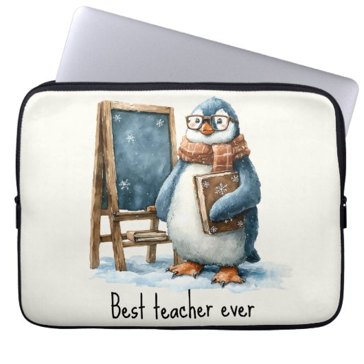 Bester Lehrer Aller Zeiten Winter Pinguin Design Laptopschutzhülle (Vorderseite)