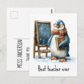 Bester Lehrer Aller Zeiten Winter Pinguin Design Postkarte (Vorne/Hinten)