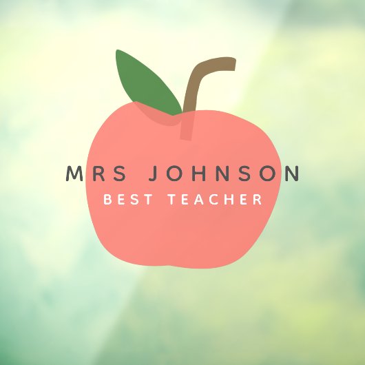 Bester Lehrer | Apple Niedlich Fun Modern Name Sca Fensteraufkleber (Blatt 3)