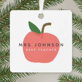 Bester Lehrer | Apple Niedlich Fun Modern Name Sca Ornament Aus Metall
