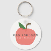 Bester Lehrer | Apple Niedlich Fun Modern Name Sca Schlüsselanhänger (Vorderseite)
