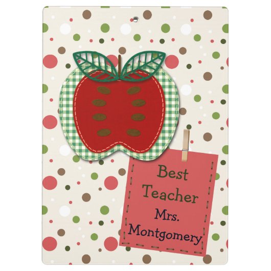 Bester Lehrer Apple personalisiert Klemmbrett (Rückseite)