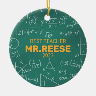 Bester Lehrer Benutzerdefinierter Mathelehrer Name Keramik Ornament