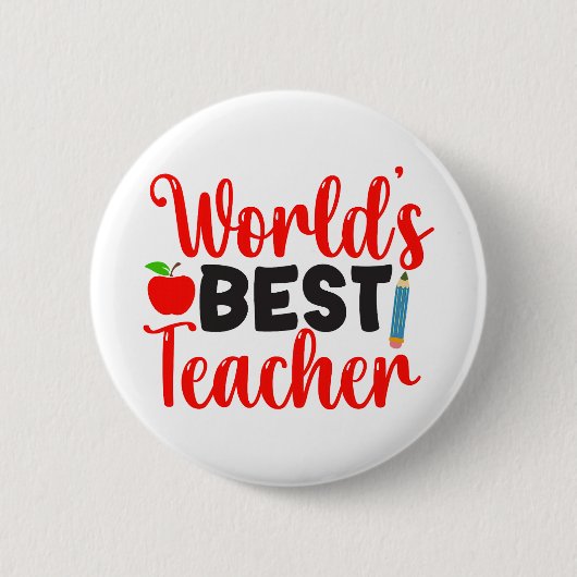 Bester Lehrer der Welt Apple Schulgeschenk Button (Vorderseite)