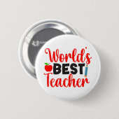 Bester Lehrer der Welt Apple Schulgeschenk Button (Vorne & Hinten)