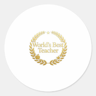 Bester Lehrer der Welt Goldener Lorbeerkranz Wandu Runder Aufkleber