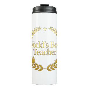 Bester Lehrer der Welt Goldener Lorbeerkranz Wandu Thermosbecher