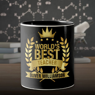 Bester Lehrer der Welt in Schwarz und Gold 5 Stern Zweifarbige Tasse