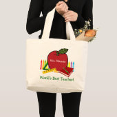 Bester Lehrer der Welt (rot2) Jumbo Stoffbeutel (Vorderseite (Produkt))
