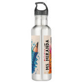 Bester Lehrer Ever individuelle Name Äpfel/Stifte Edelstahlflasche (Rückseite)