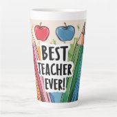 Bester Lehrer Ever individuelle Name Äpfel/Stifte Milchtasse (Vorderseite)