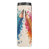 Bester Lehrer Ever individuelle Name Äpfel/Stifte Thermosbecher (Rückseite)