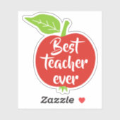 Bester Lehrer Ever weißer Text roter Apfel Aufkleber (Blatt)