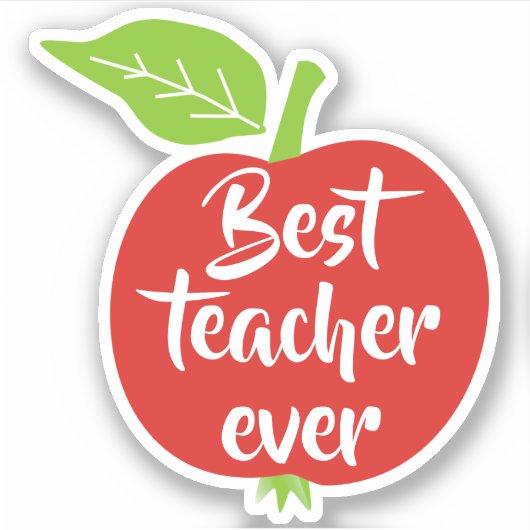 Bester Lehrer Ever weißer Text roter Apfel Aufkleber (Vorderseite)