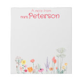 Bester Lehrer Floral daisy Aquarell Notizblock (Vorderseite)