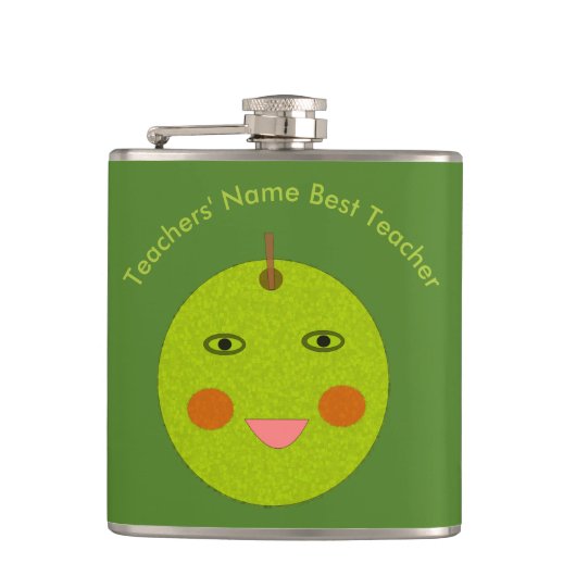 Bester Lehrer Happy Apple Custom Flask Flachmann (Vorderseite)