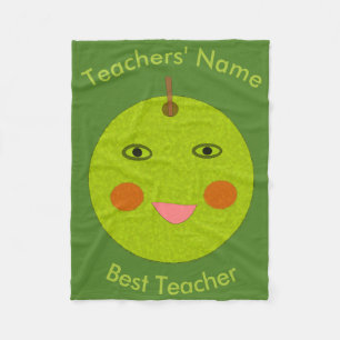 Bester Lehrer Happy Apple Custom Fleece Blanket
