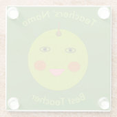 Bester Lehrer Happy Apple Custom Glass Untersetzer (Rückseite)