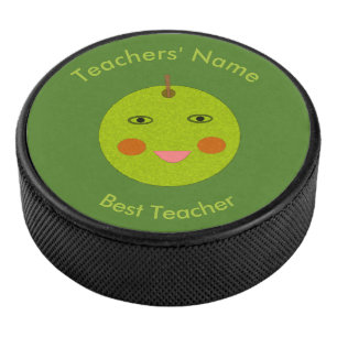 Bester Lehrer Happy Apple Custom Hockey Puck