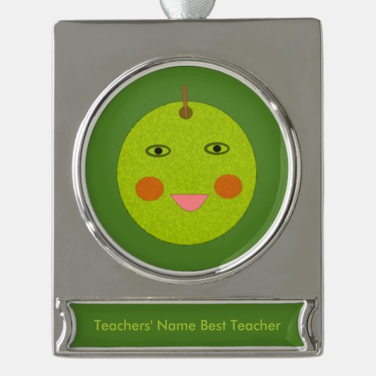 Bester Lehrer Happy Apple Custom Ornament (Vorderseite)