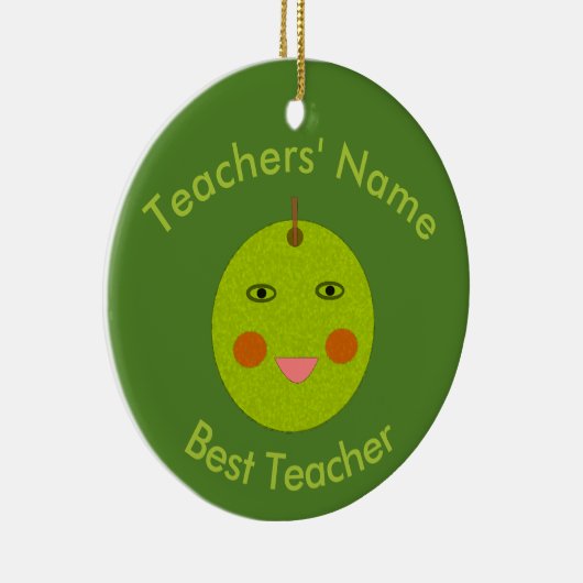 Bester Lehrer Happy Apple Custom Ornament (Rechts)