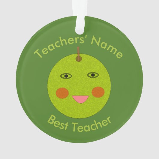 Bester Lehrer Happy Apple Custom Ornament (Rückseite)