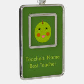 Bester Lehrer Happy Apple Custom Ornament Rahmen-Ornament Silber (Rechts)