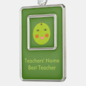 Bester Lehrer Happy Apple Custom Ornament Rahmen-Ornament Silber (Links)