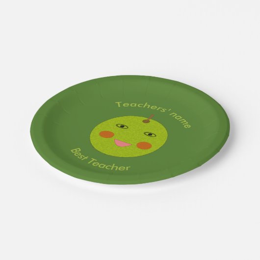 Bester Lehrer Happy Apple Custom Paper Party Pappteller (Schrägansicht)