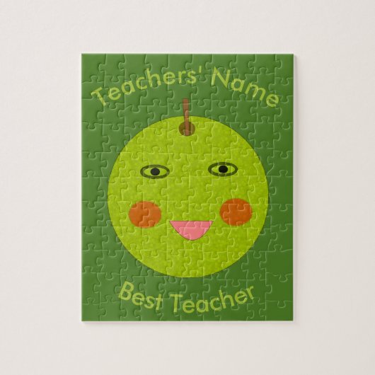 Bester Lehrer Happy Apple Custom Puzzle (Vertikal)